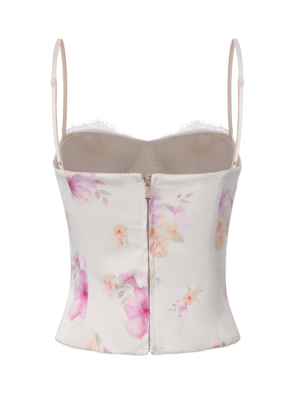 Iris Satin Print Top
