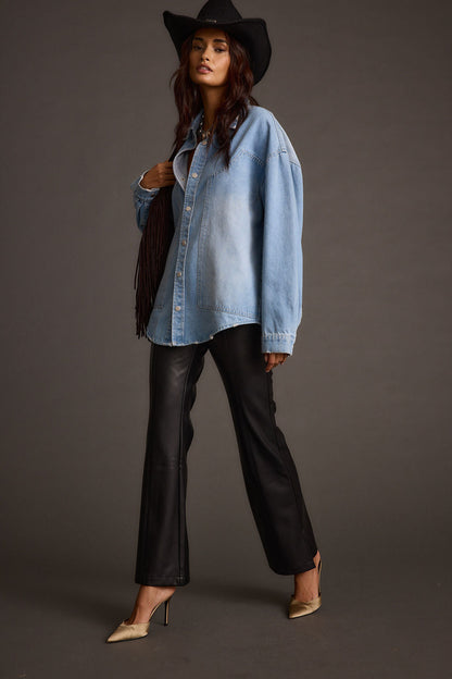 Ryland Black Vegan Leather Flare Pants