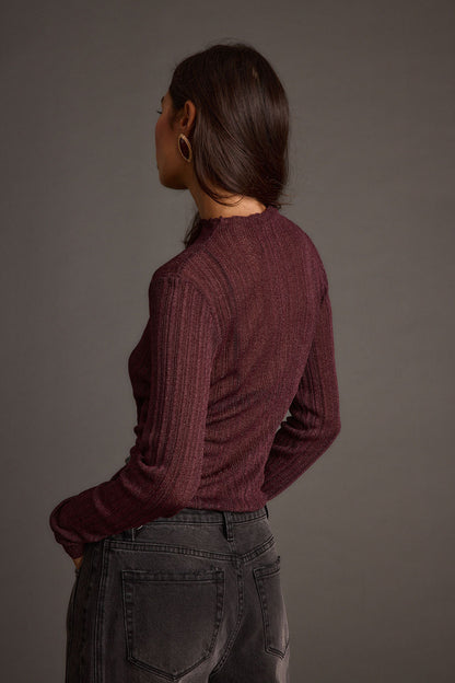 Rania Mulberry Mock Neck Top