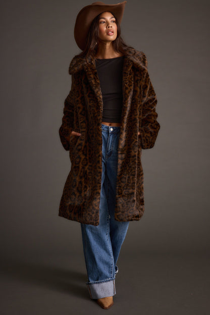Rochelle Leopard Faux Fur Coat