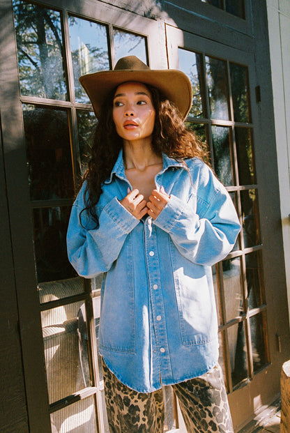 Rocky Light Denim Button Down Top