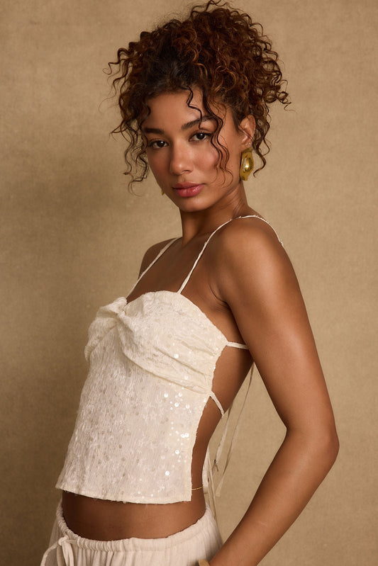 Silvia Ivory Sequin Top