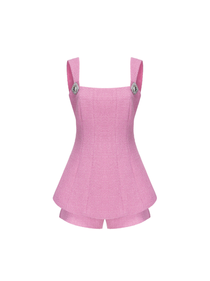 Annabella Textured Woven Pink Bow Top