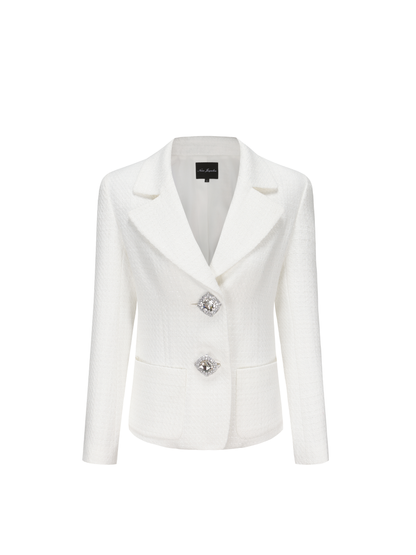 Maya Textured Lapel White Suit Jacket (Final Sale)