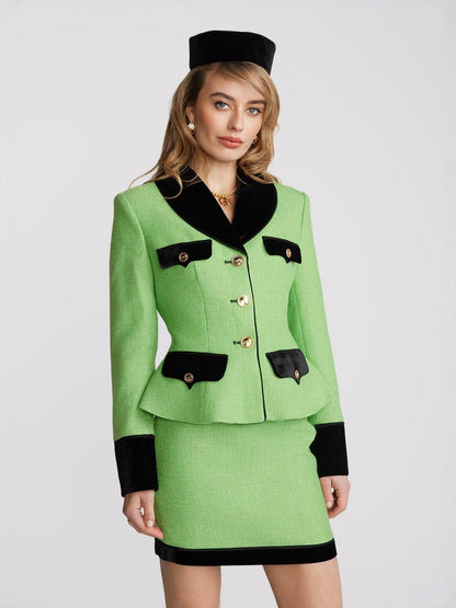 Michelle Tweed Skirt (Green) (Final Sale)