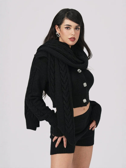 Addison Coat + Scarf Set (Black) (Final Sale)