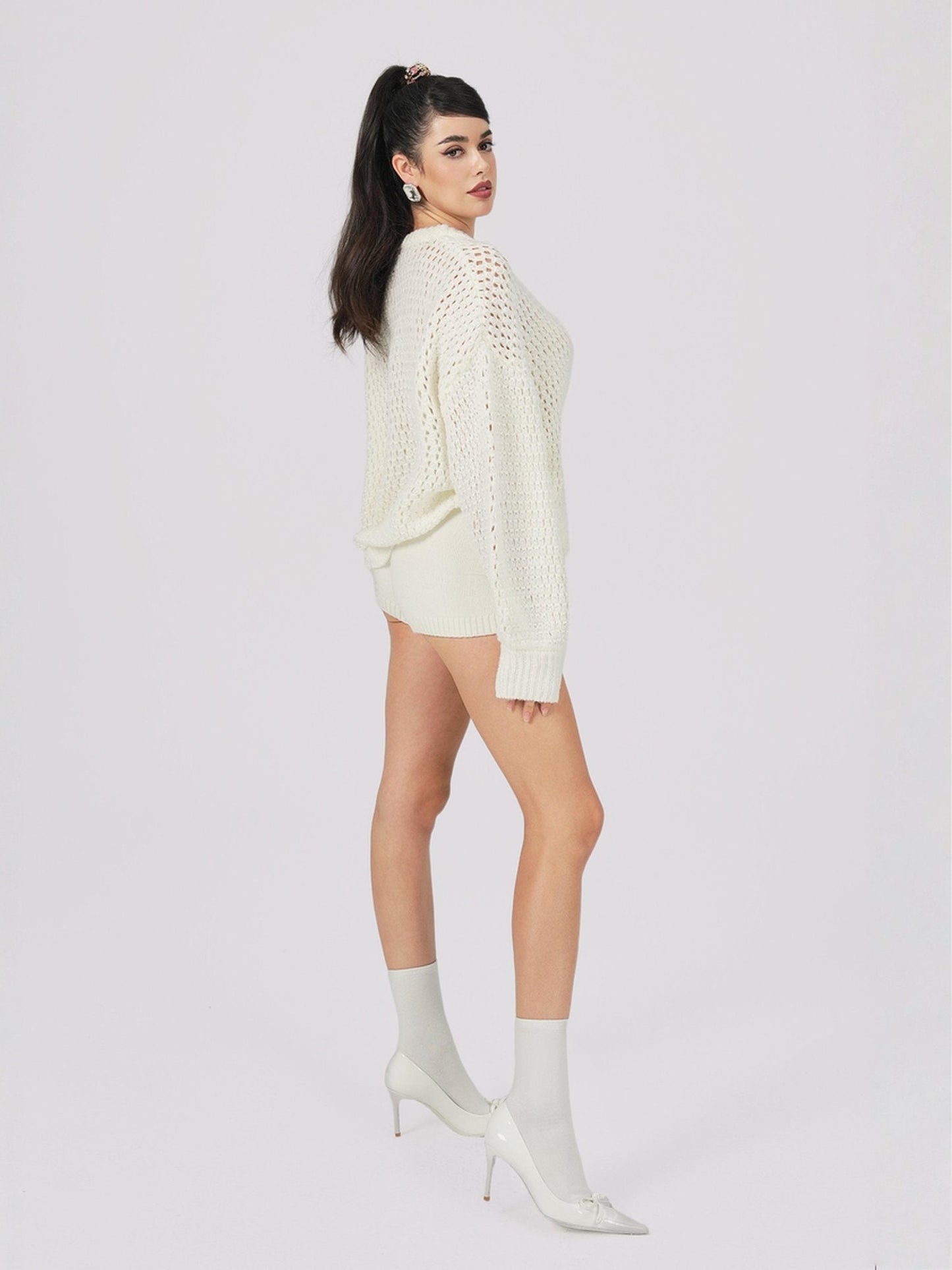 Alexis Cardigan + Scarf Set (White) (Final Sale)
