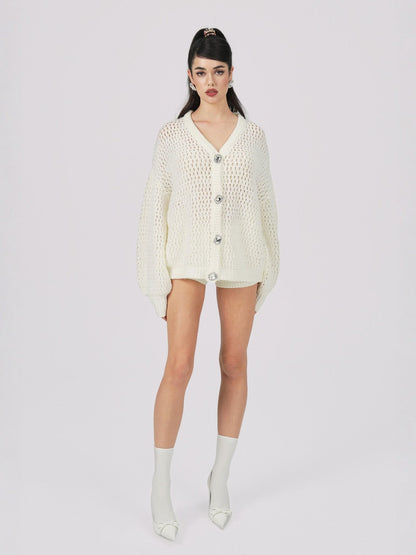 Alexis Cardigan + Scarf Set (White) (Final Sale)