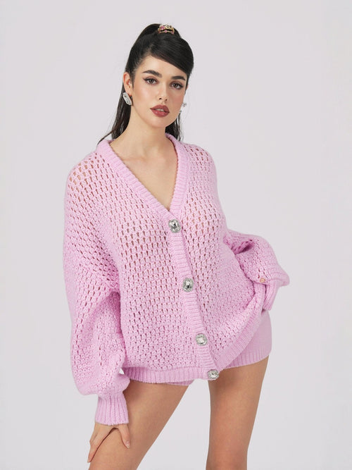 Alexis Cardigan + Scarf Set (Pink) (Final Sale)