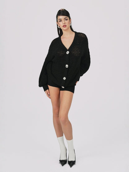 Alexis Cardigan + Scarf Set (Black) (Final Sale)