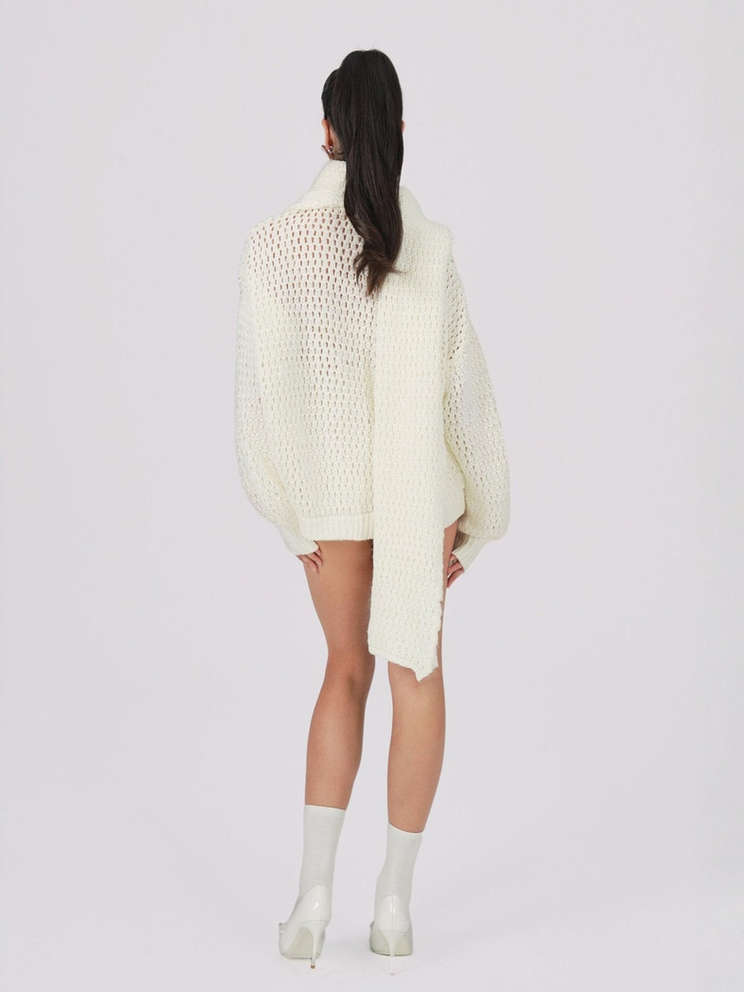 Alexis Cardigan + Scarf Set (White) (Final Sale)