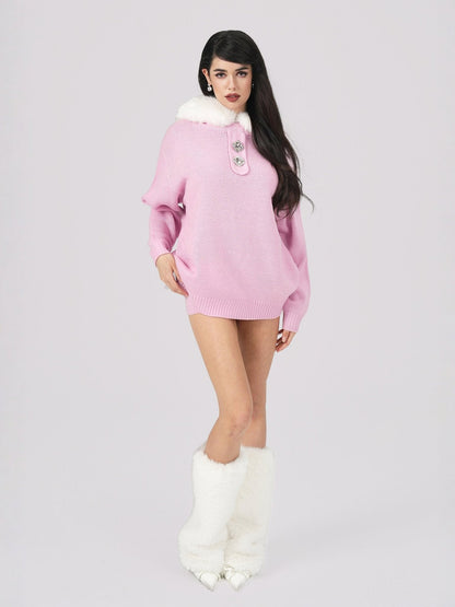 Ava Fur Sweatshirt (Pink) (Final Sale)