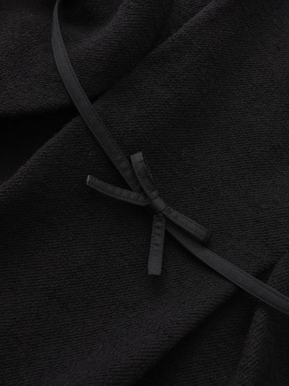 Claudine Bow-Back Wool Black Coat