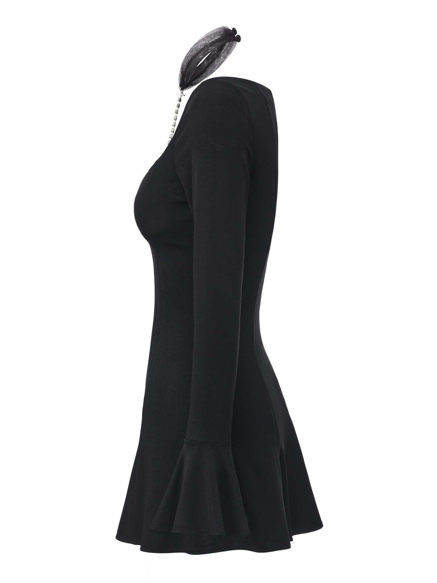 Alessandra Deep V Black Mini Dress
