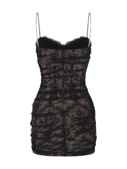 Mara Crystal-Strap Black Dress