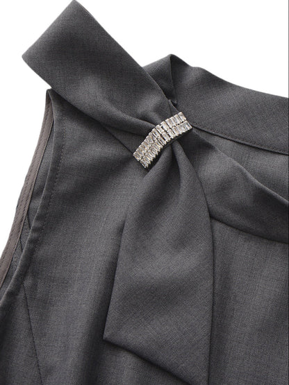 Lenora Bow Grey Mini Dress