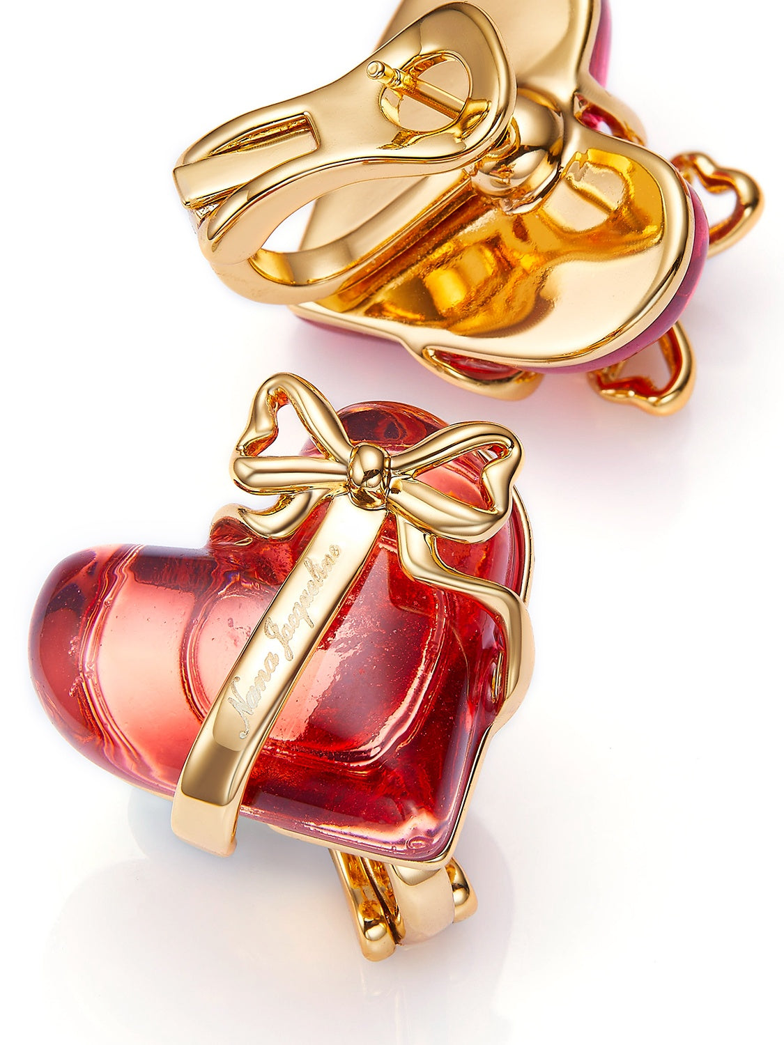Eléa Bow-Ribbon Heart Red Earrings