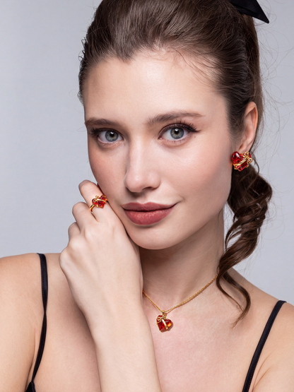 Eléa Bow-Ribbon Heart Red Ring