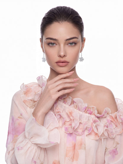 Isadora Floral White Earrings