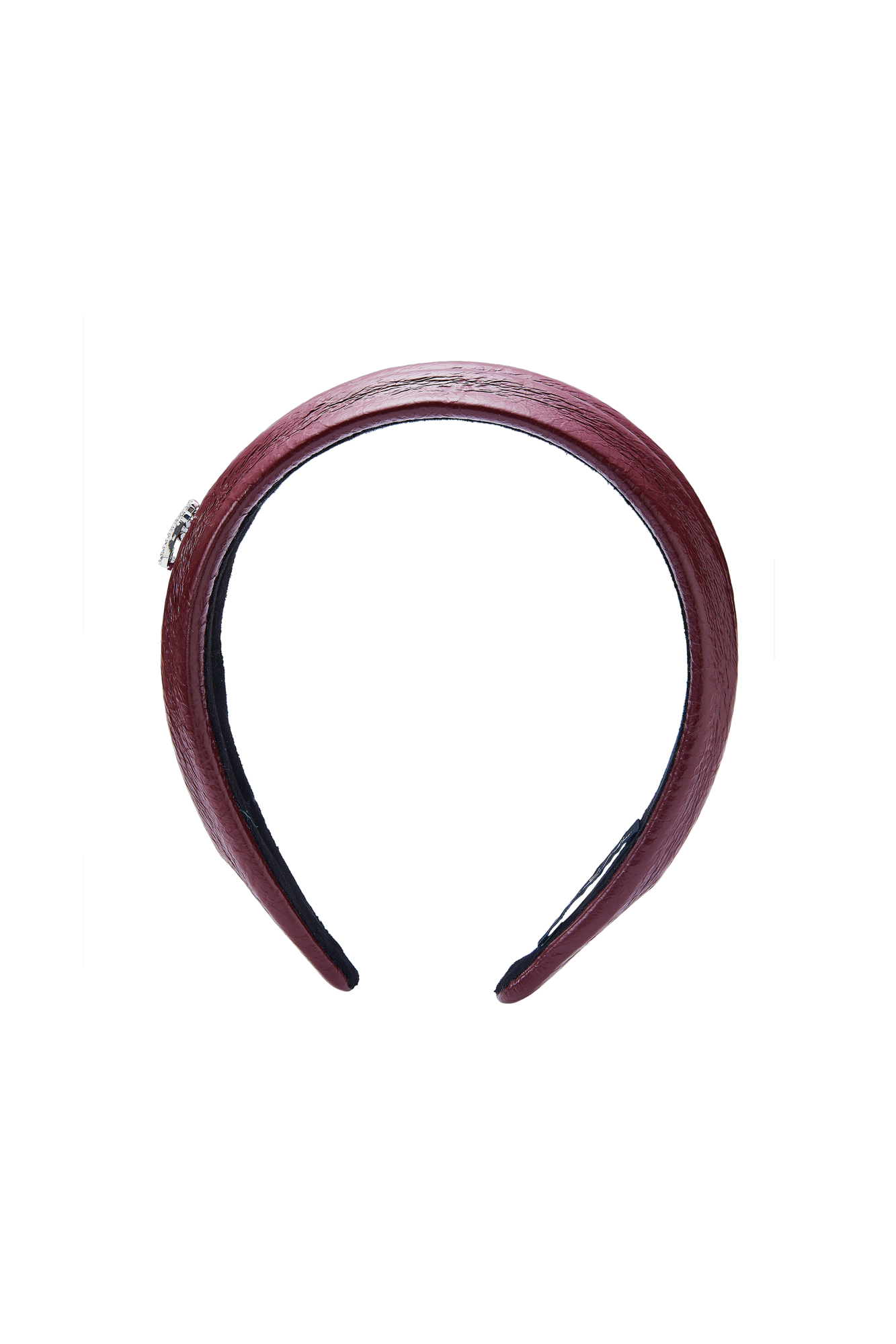 Eugenie Crystal-Detail Wine Red Leather Headband