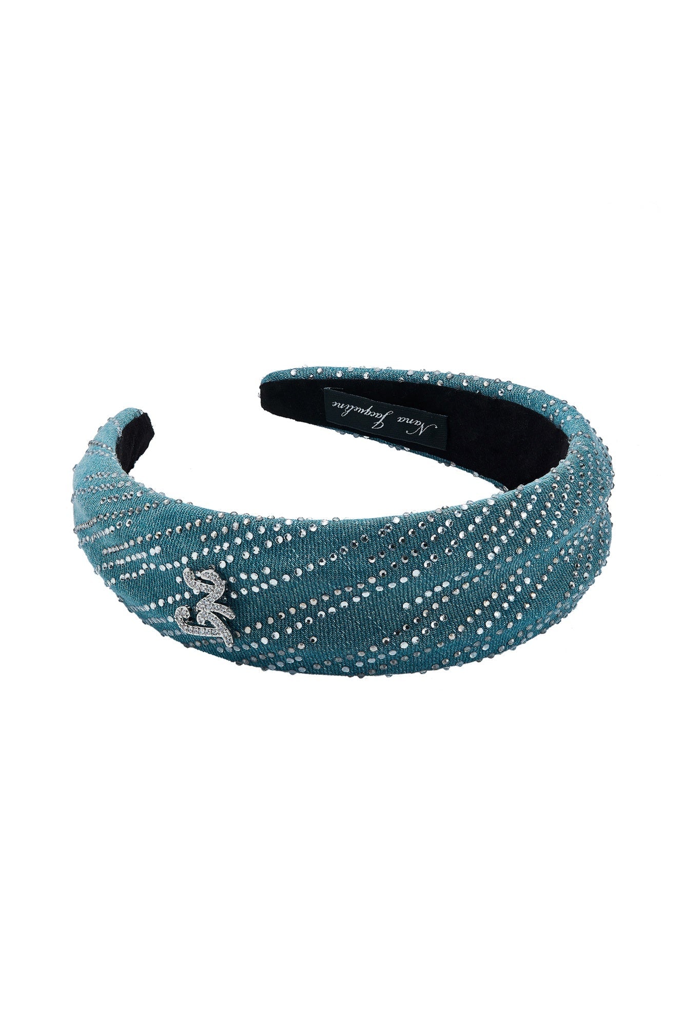 Felicia Crystal-Detail Blue Denim Headband