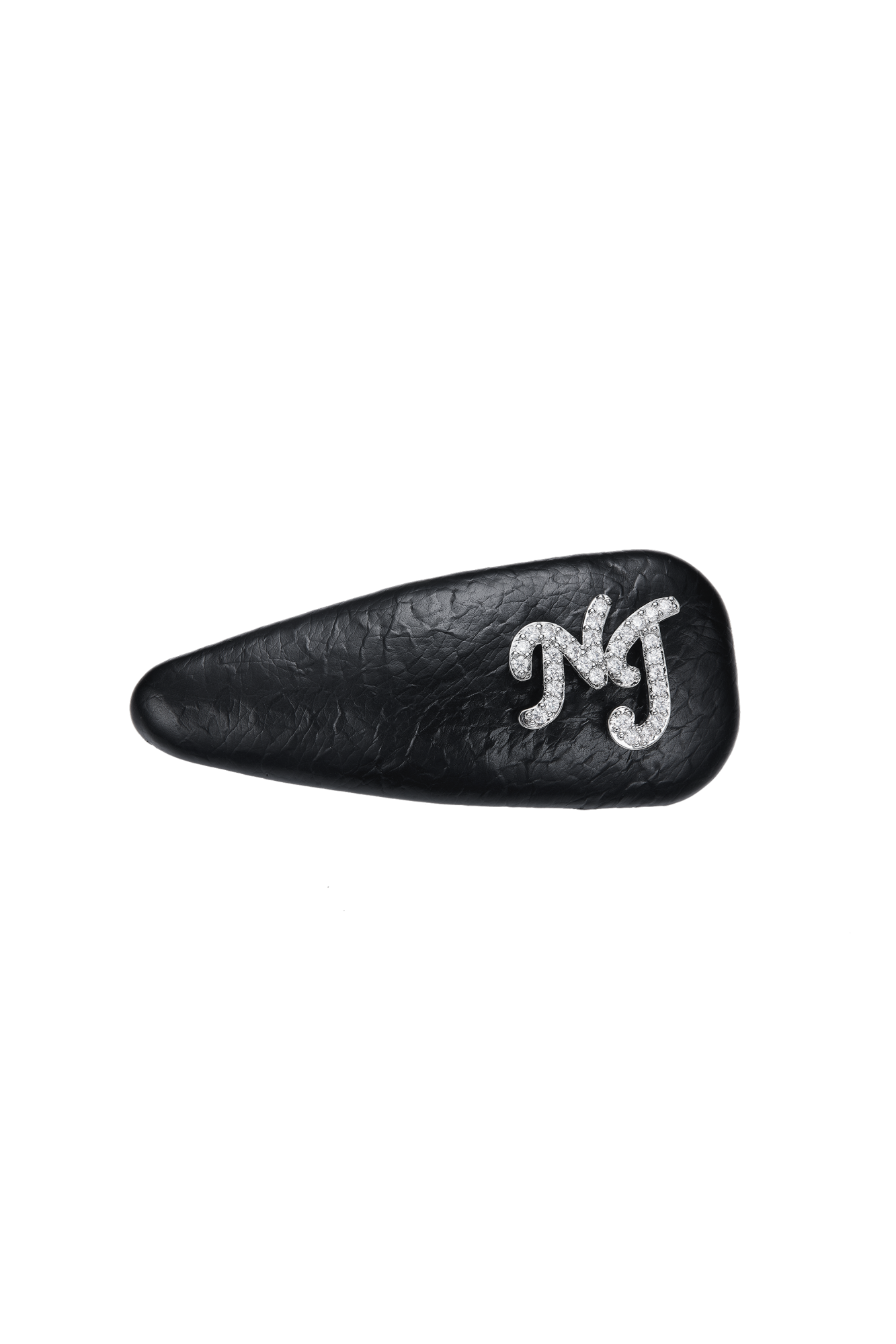 Eloise Crystal-Detail Black Leather Hair Clip Set