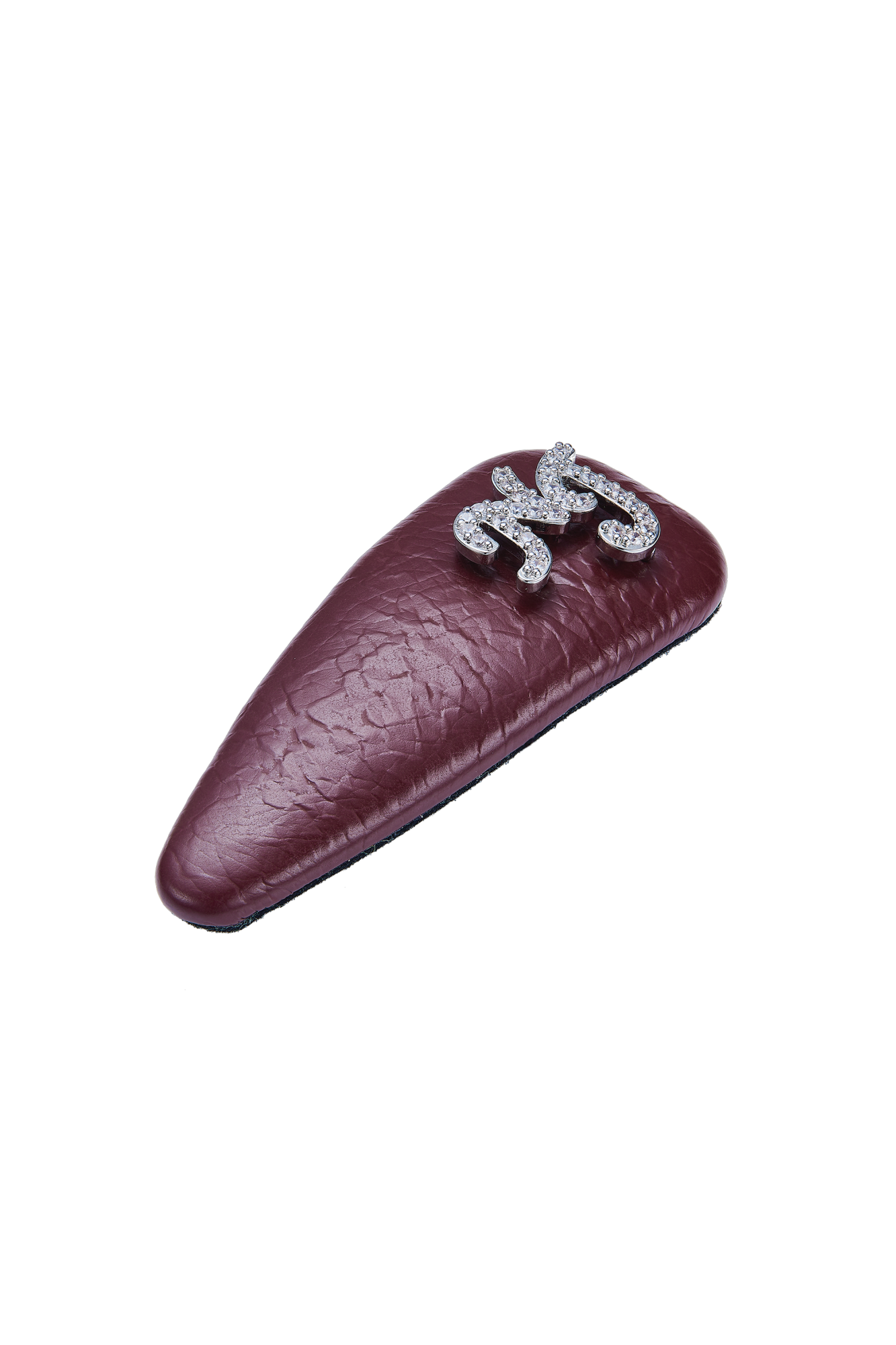 Eloise Crystal-Detail Wine Red Leather Hair Clip Set
