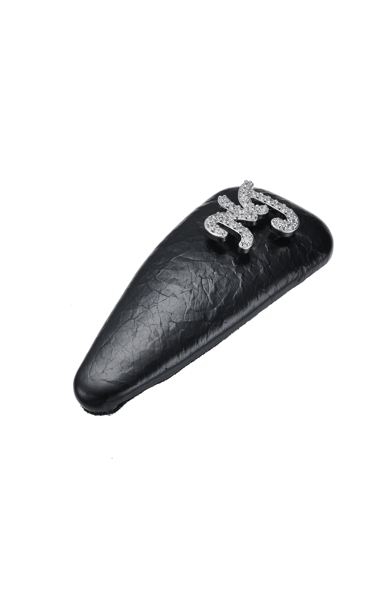 Eloise Crystal-Detail Black Leather Hair Clip Set