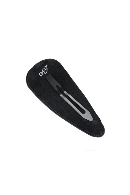 Eloise Crystal-Detail Black Leather Hair Clip Set