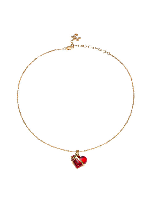Eléa Bow-Ribbon Heart Red Necklace