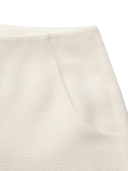 Juliette Textured Wide-Leg White Tailored Pants