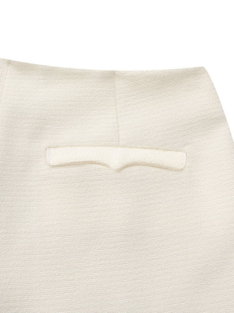 Juliette Textured Wide-Leg White Tailored Pants