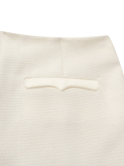 Juliette Textured Wide-Leg White Tailored Pants