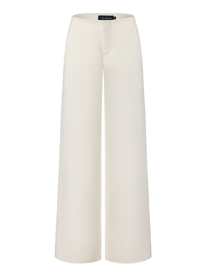 Juliette Textured Wide-Leg White Tailored Pants