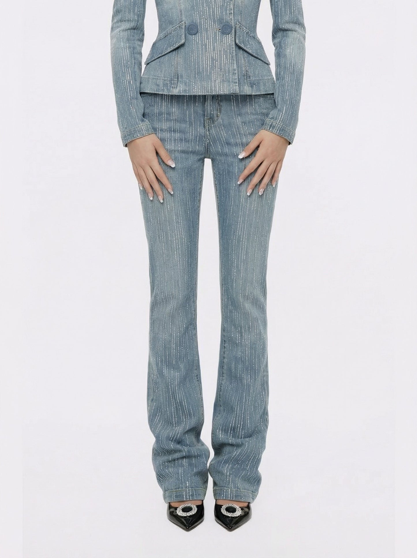 Gia High-Waist Crystal Jeans