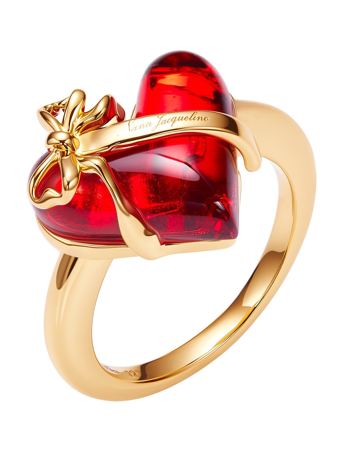 Eléa Bow-Ribbon Heart Red Ring