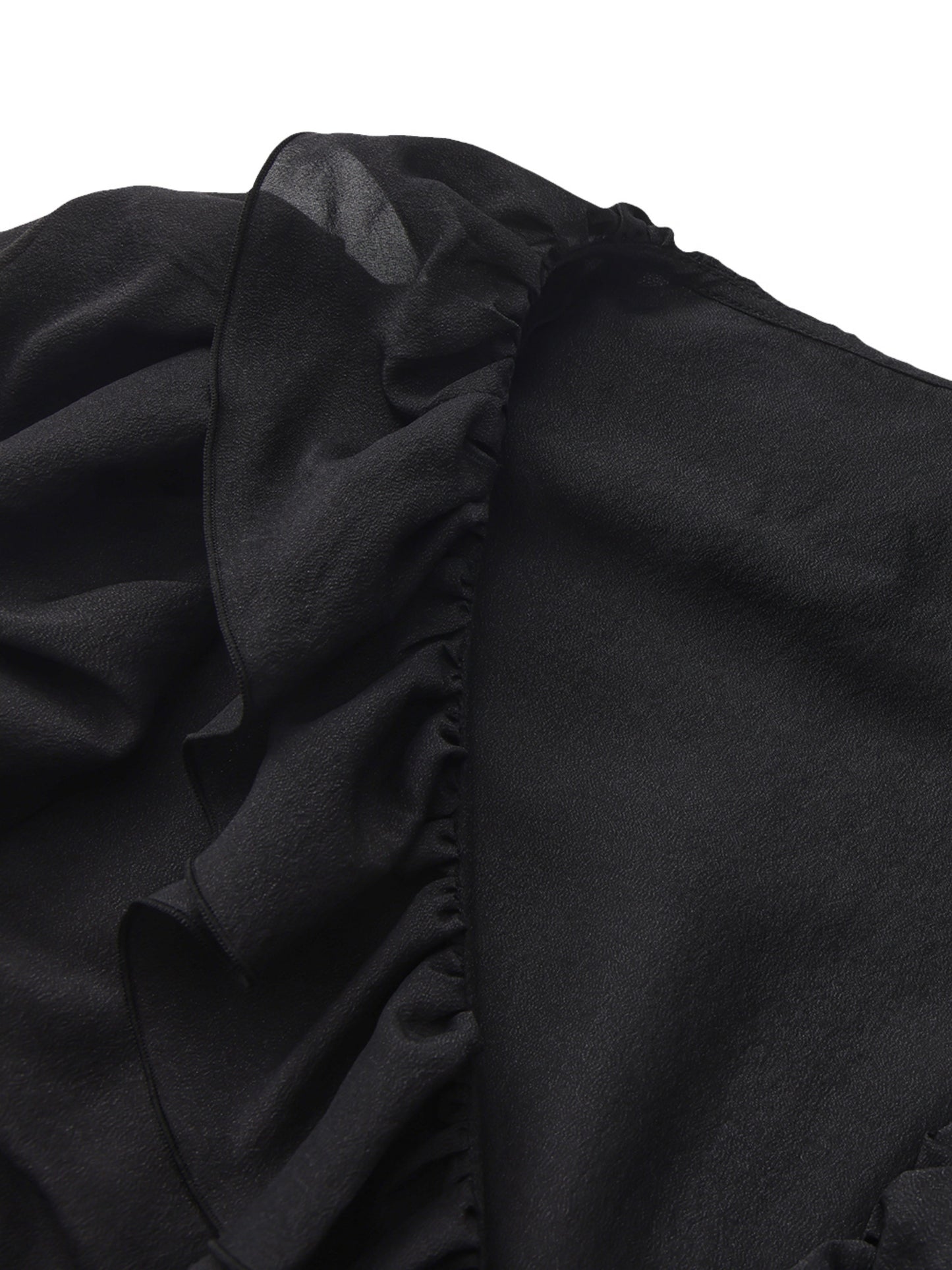 Charlotte Ruffle Black Wrap Top