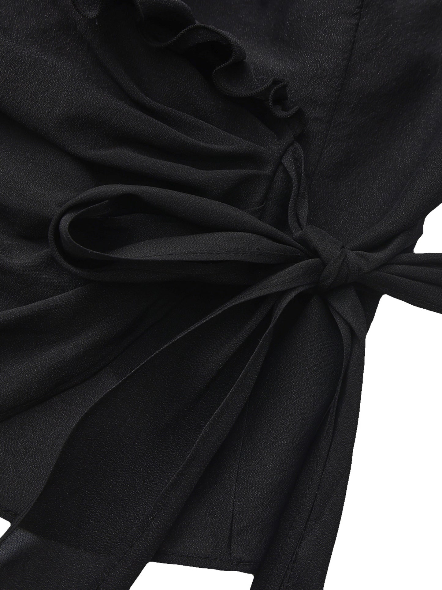 Charlotte Ruffle Black Wrap Top