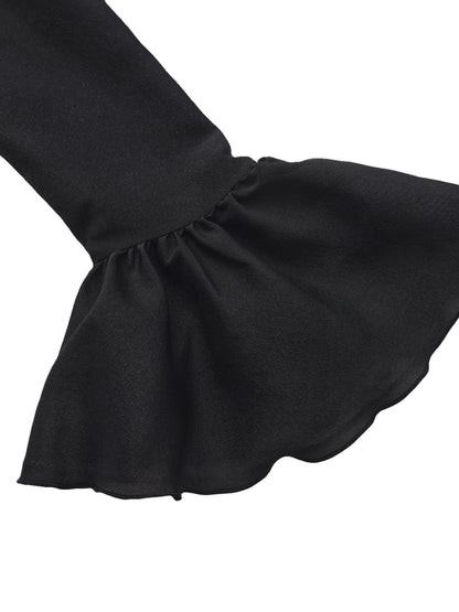 Charlotte Ruffle Black Wrap Top