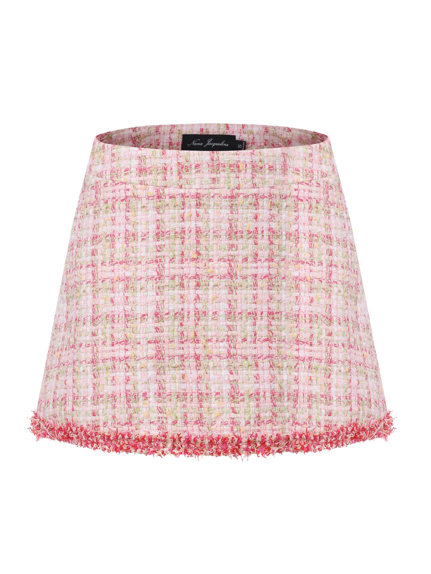 Bianca Metallic-Woven Fringe Pink A-Line Skirt