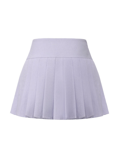Camille Tailored Pleated Purple Mini Skirt