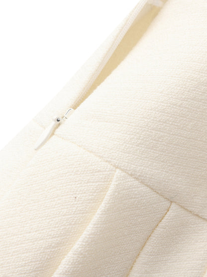 Camille Tailored Pleated White Mini Skirt