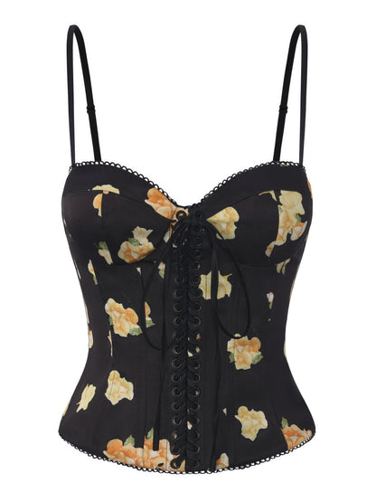 Mila Corset Black Floral Top