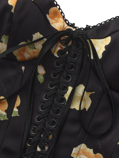 Mila Corset Black Floral Top