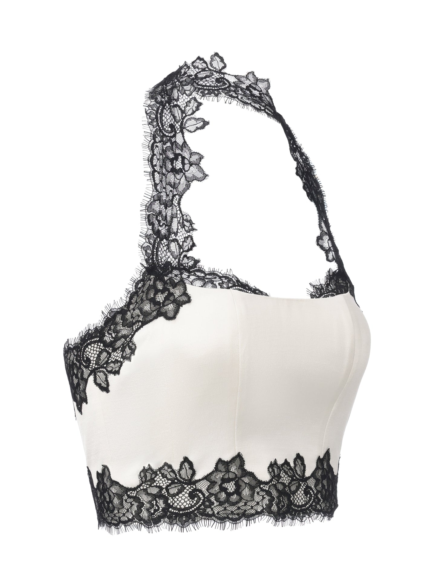 Daniela Lace Halter Ivory Acetate Top