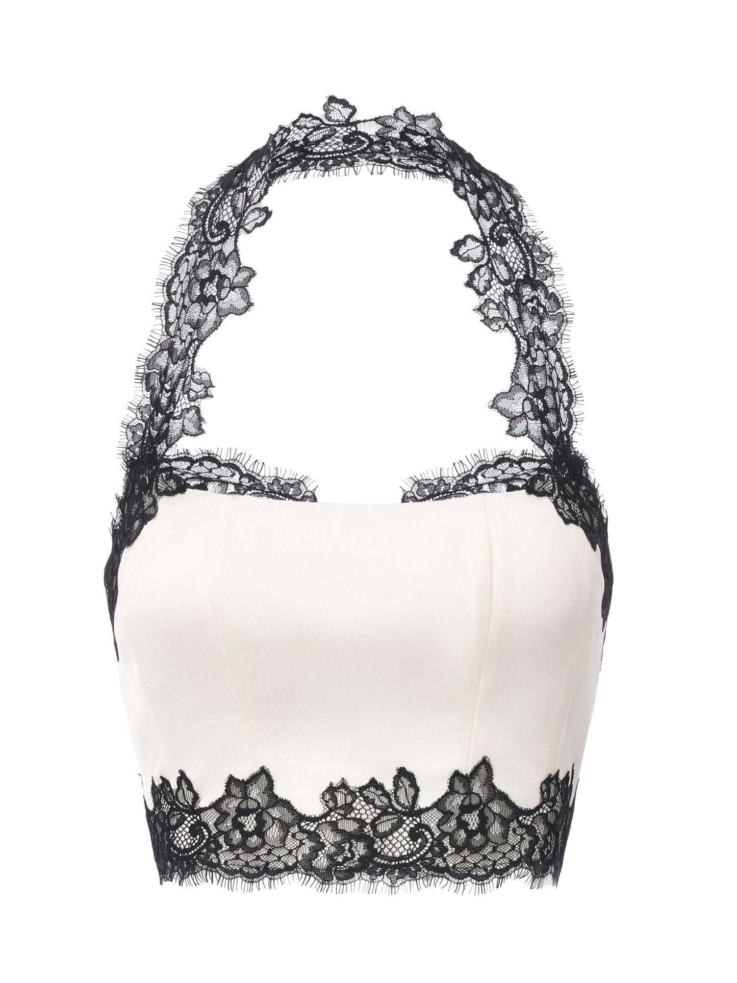 Daniela Lace Halter Ivory Acetate Top