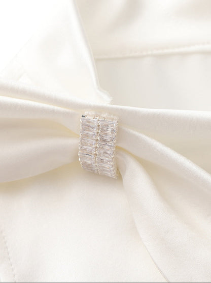 Lily Satin Bow Detail White Top