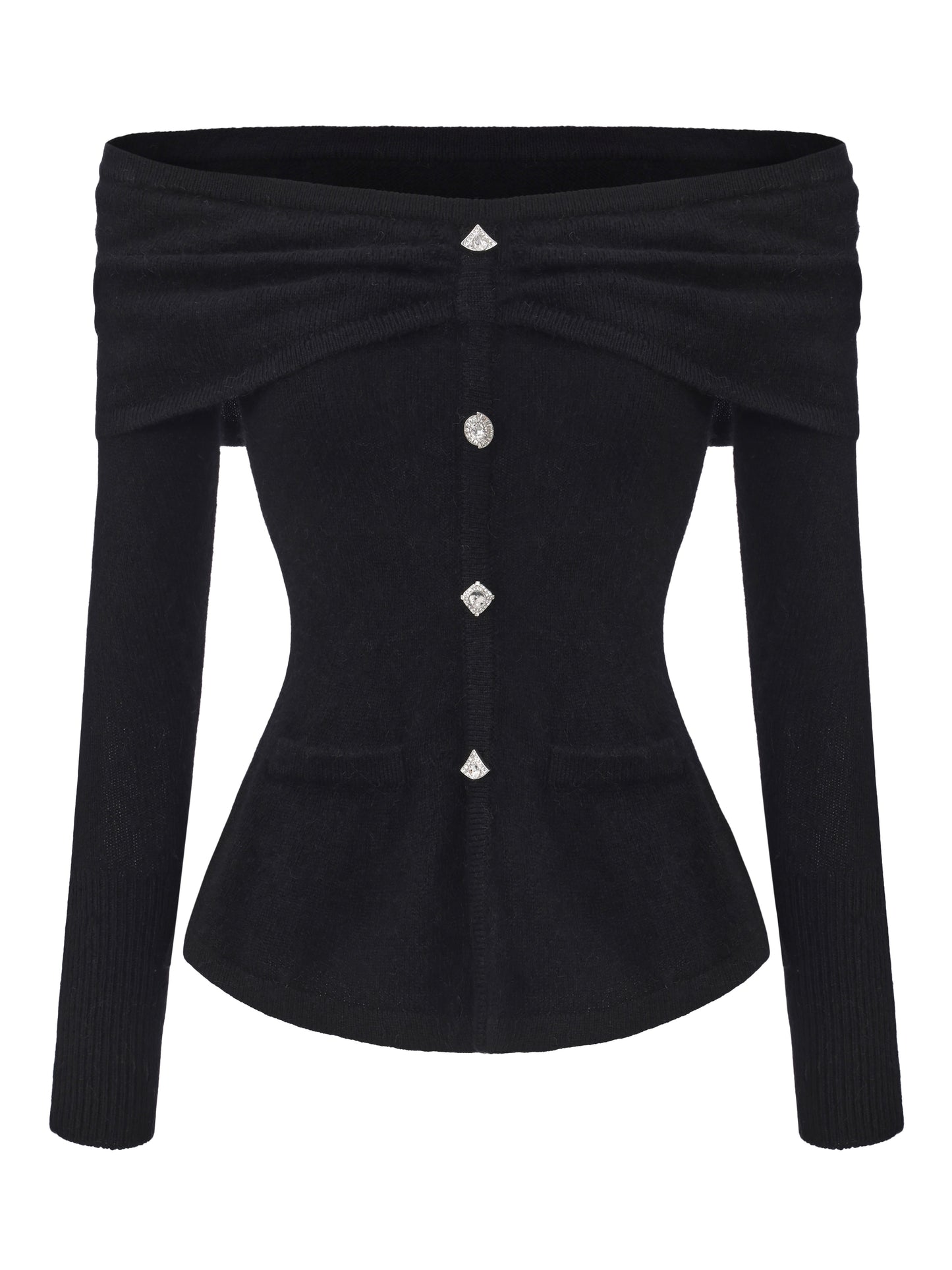 Brigitte Off-Shoulder Knit Black Top