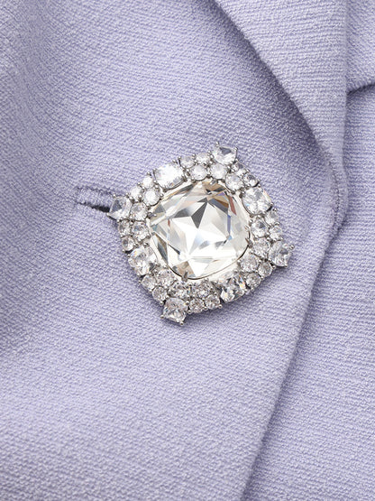 Camille Crystal-Button Purple Peplum Vest