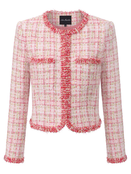 Bianca Metallic-Woven Fringe Pink Jacket